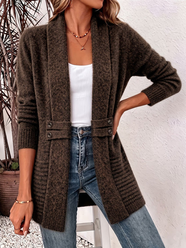 Grace | Ribbed Button-Tab Cardigan
