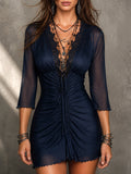 Lorelle | Ruched V-Neck Mini Dress