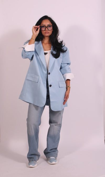 Linnest ™ | Oversized striped blazer Blue