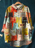 Bonnie | Playful Cat Print Blouse