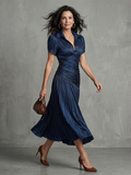 Margery | Pleated Waistline Stripe Midi Dress