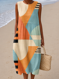 Petra | Geometric Sleeveless Midi Dress