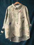 Henrietta | Botanical Bird-Print Relaxed Shirt