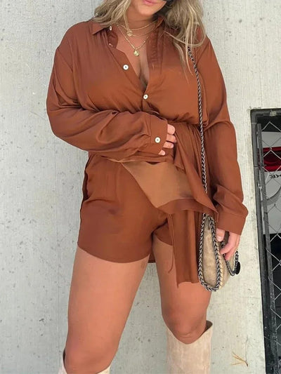 Dames Lange Mouwen Shirt Jumpsuit