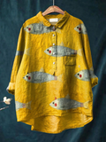 Georgette | Playful Fish Print Casual Shirt
