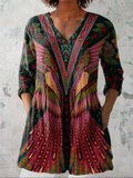 Thea | Bohemian Print V-Neck Tunic Blouse