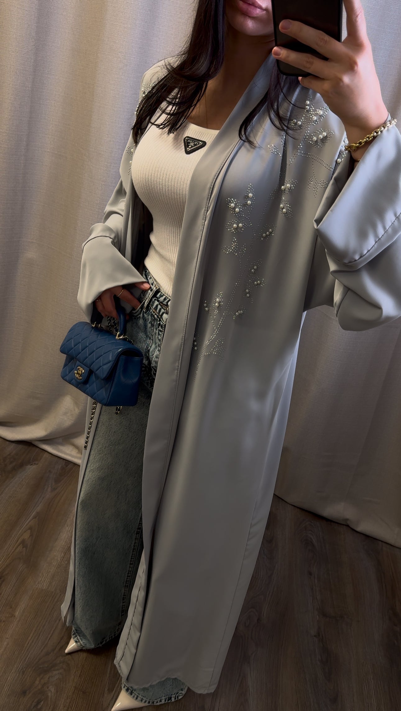 Detailed Kimono Light Grey