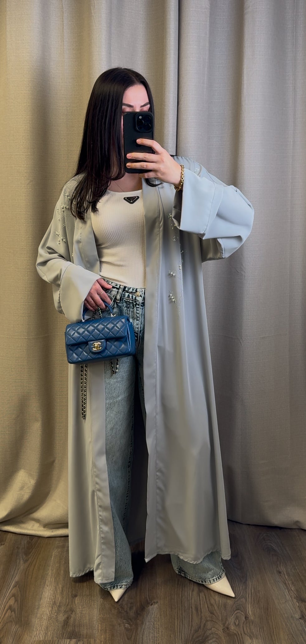 Detailed Kimono Light Grey