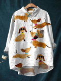 Marjolein | Playful Dachshund Print Casual Shirt