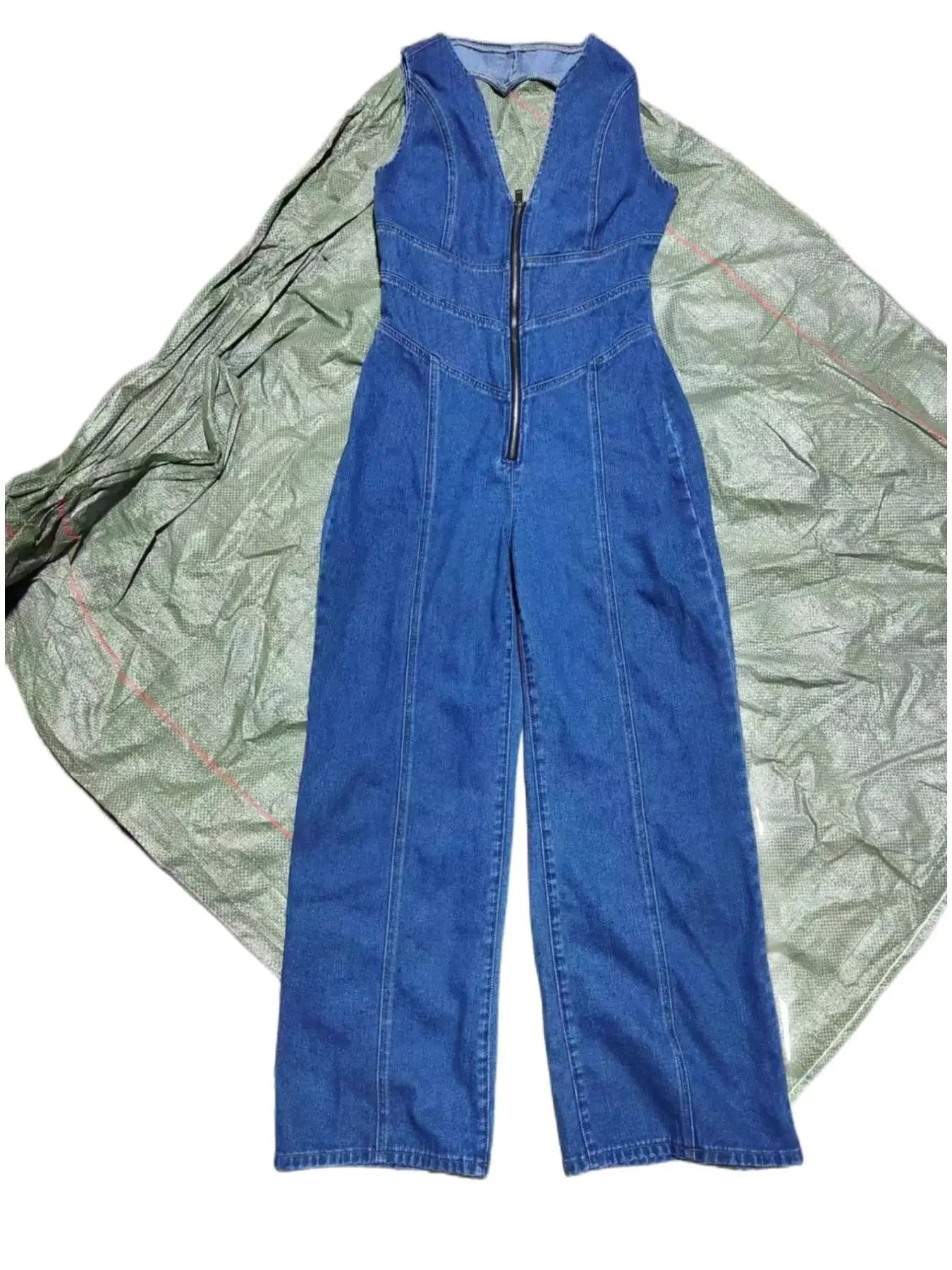 Zomerse Rugloze Denim Jumpsuit