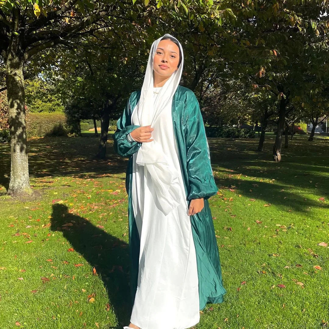 🌸 Layla – Zomerse Linnen Abaya met kleurentinten