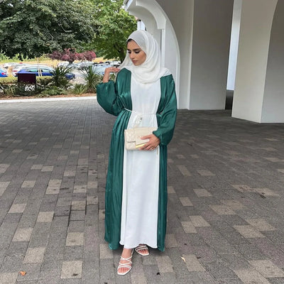 🌸 Layla – Zomerse Linnen Abaya met kleurentinten