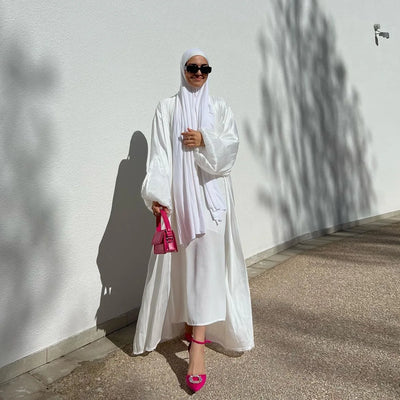 🌸 Layla – Zomerse Linnen Abaya met kleurentinten