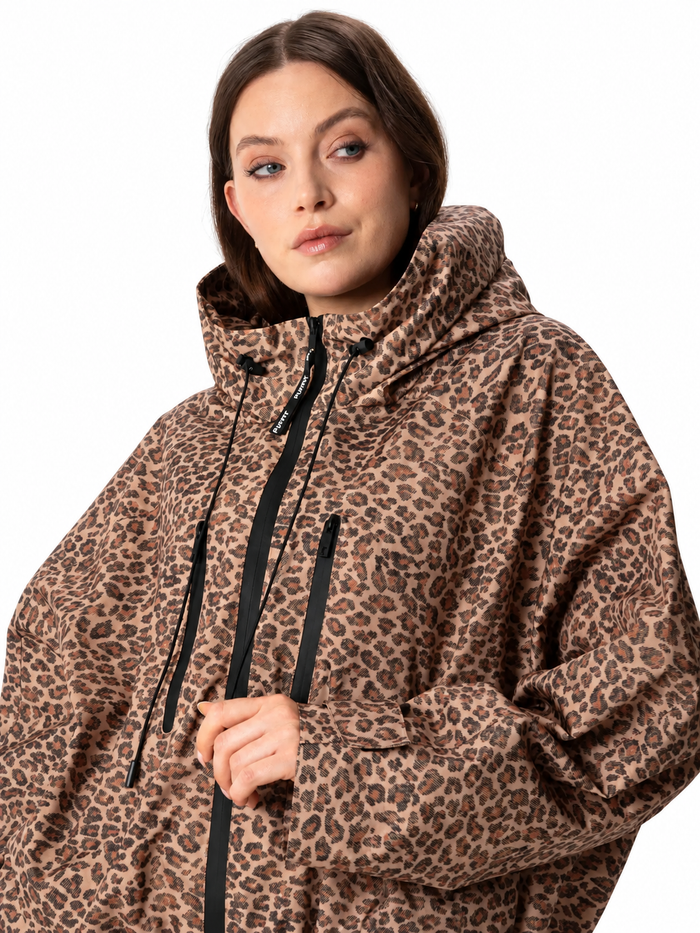 Linnest™ One Size Leopard Print Short Oversized Rain Jacket