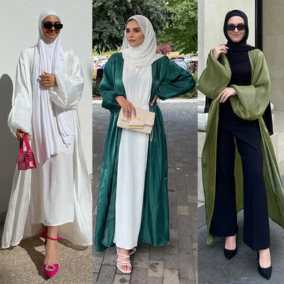 🌸 Layla – Zomerse Linnen Abaya met kleurentinten