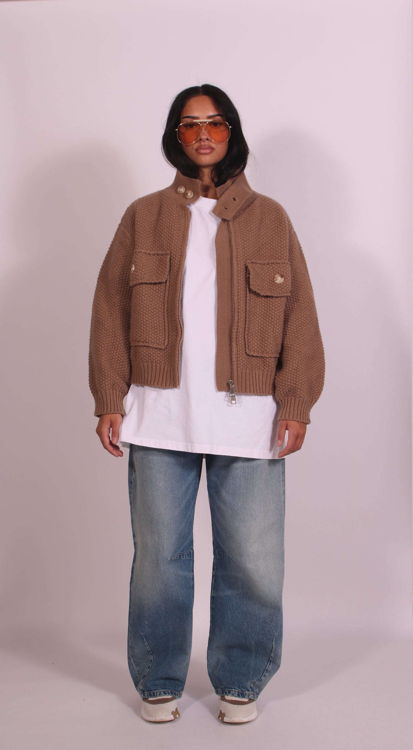 Linnest ™ | Heavyweight crochet bomber Beige
