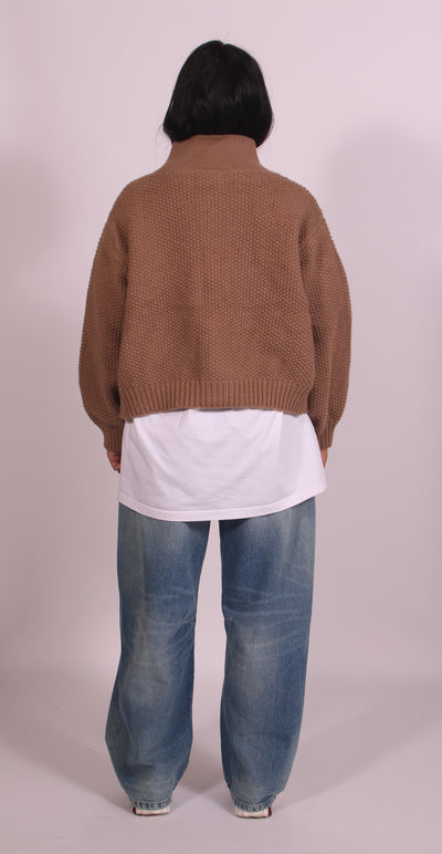 Linnest ™ | Heavyweight crochet bomber Beige