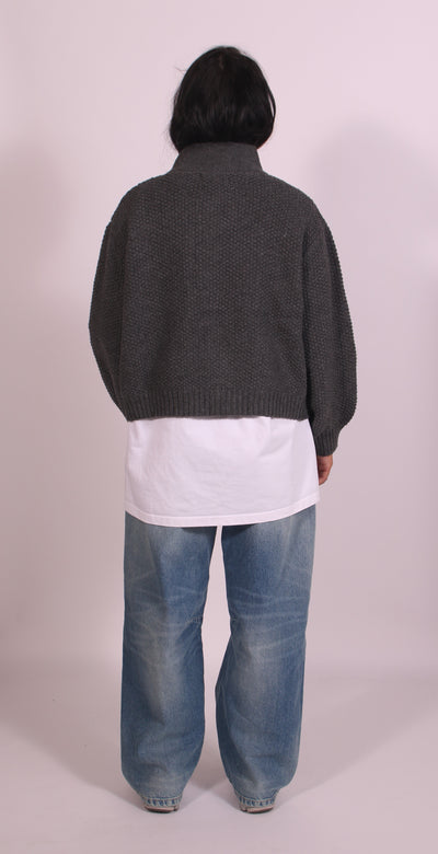 Linnest ™ | Heavyweight crochet bomber Grey