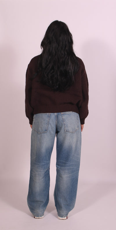 Linnest ™ | Heavyweight crochet bomber Choco