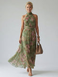 Aurelie | Gathered Halter Maxi Dress