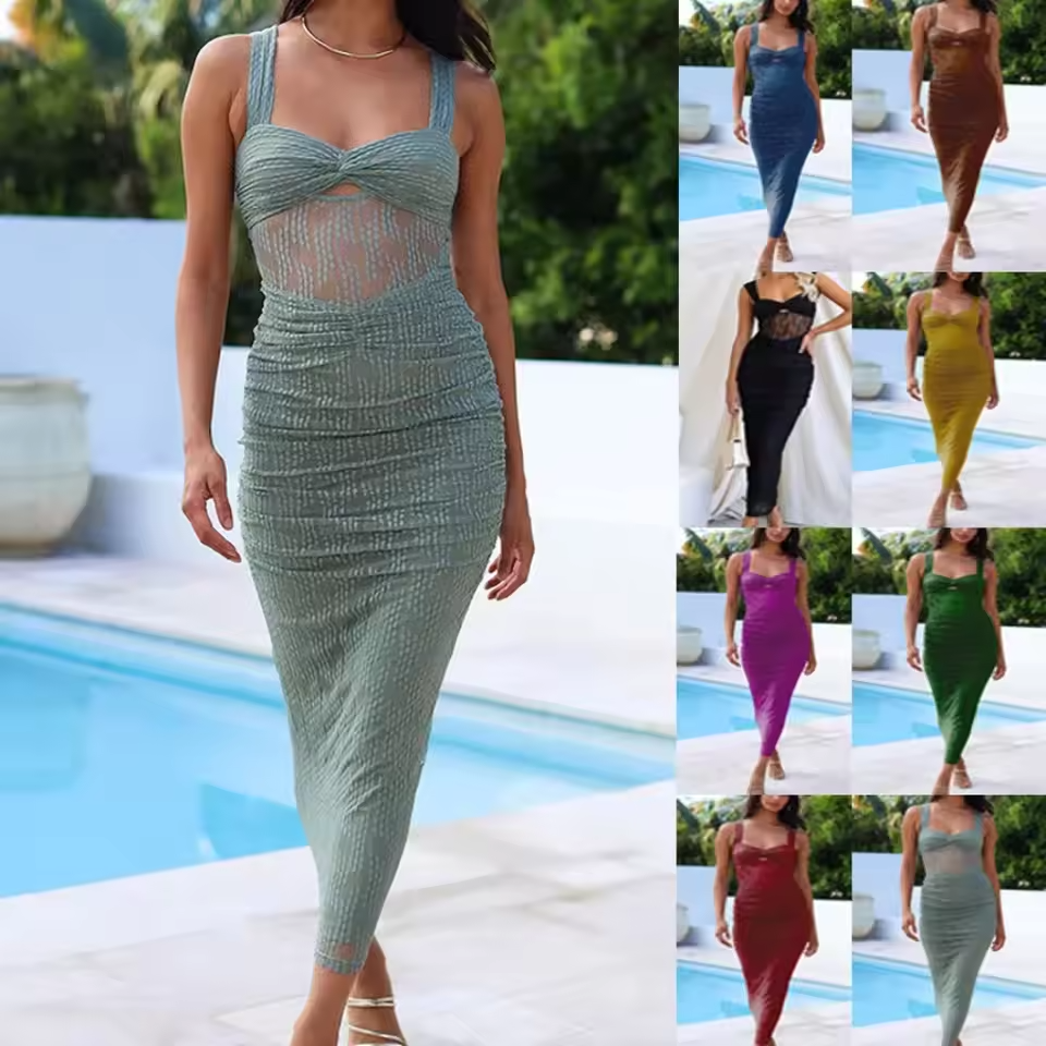 Dames Zipper Sling Casual Dress