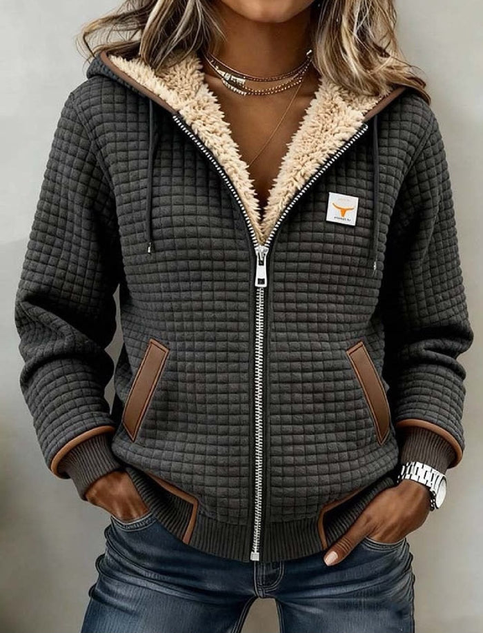 Reagan | Cosy Textured Hooded Zip-Up Jacket