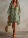 Junia | Flowing Layered V-Neck Dress