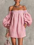 Whitney | Off-Shoulder Lantern-Sleeve Mini Dress