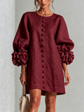 Camellia | Rose-Cuff Button Mini Dress