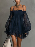 Elara | Off-Shoulder Lace-Trim Mini Dress
