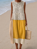 Yvette | Colourblock Polka Dot Midi Dress