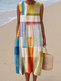 Juno | Geometric Sleeveless Midi Dress