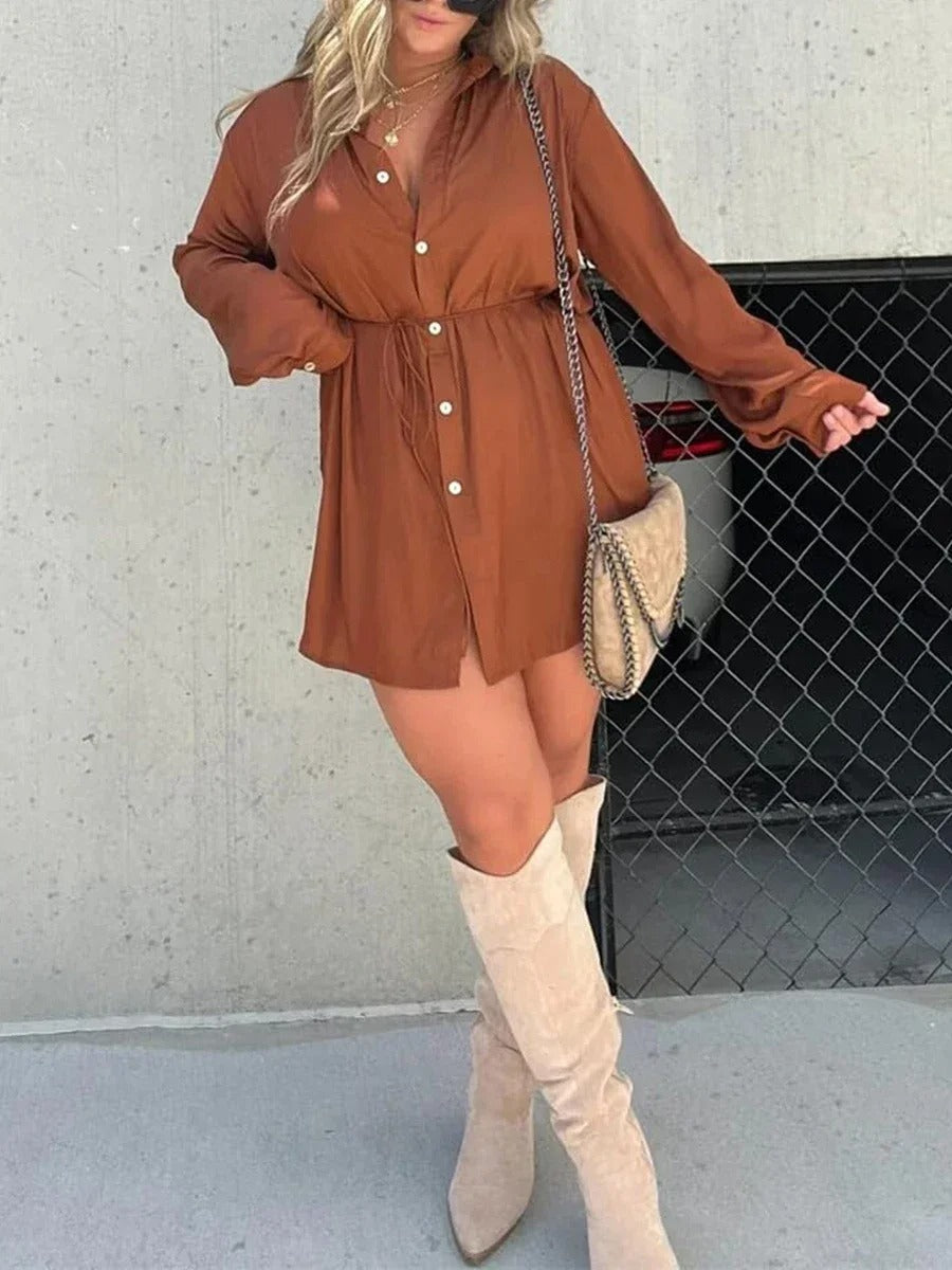 Dames Lange Mouwen Shirt Jumpsuit