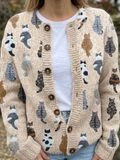 Primrose | Playful Cat Print Cardigan